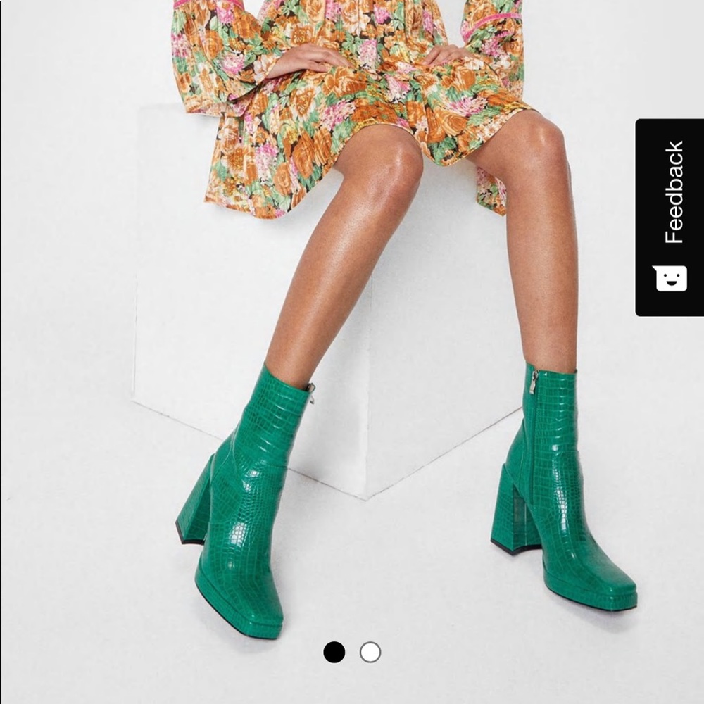 Green Faux Crocodile Booties
